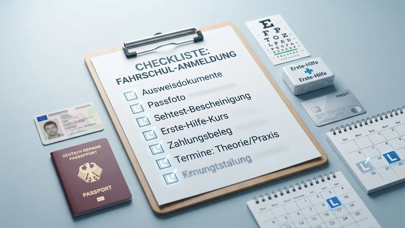 Checkliste: Alles, was du für die Anmeldung in der Fahrschule brauchst